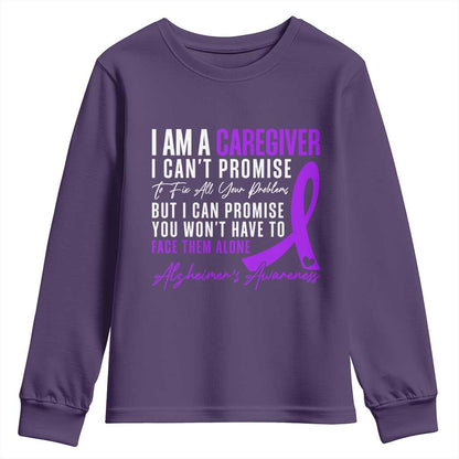 Alzheimer's Caregiver Support Youth Sweatshirt Purple Ribbon Hope Graphic