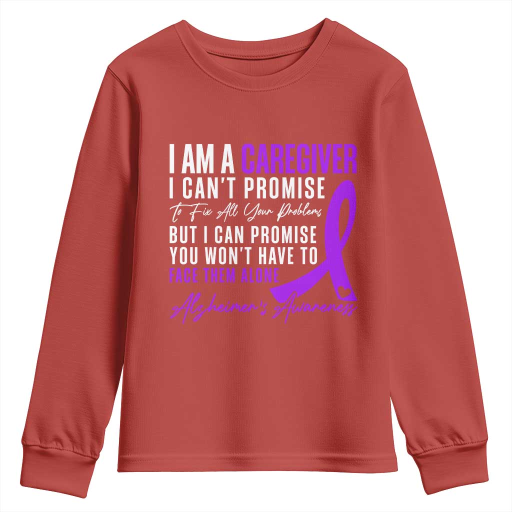 Alzheimer's Caregiver Support Youth Sweatshirt Purple Ribbon Hope Graphic