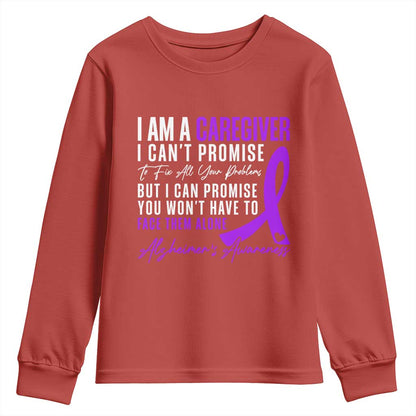 Alzheimer's Caregiver Support Youth Sweatshirt Purple Ribbon Hope Graphic