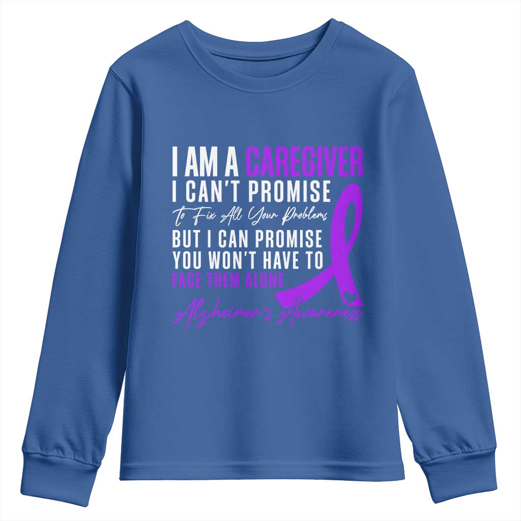 Alzheimer's Caregiver Support Youth Sweatshirt Purple Ribbon Hope Graphic