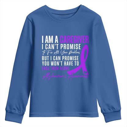 Alzheimer's Caregiver Support Youth Sweatshirt Purple Ribbon Hope Graphic