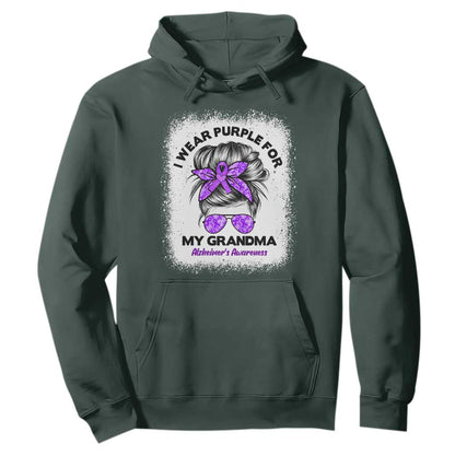 I Wear Purple For My Grandma Hoodie Alzheimers Support Messy Bun Graphic
