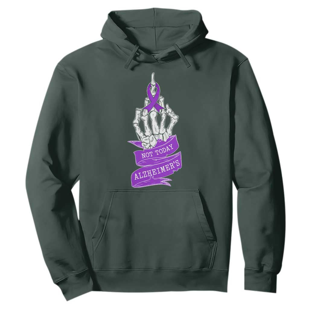 Not Today Alzheimers Hoodie Funny Skeleton Middle Finger Purple Ribbon