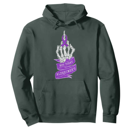 Not Today Alzheimers Hoodie Funny Skeleton Middle Finger Purple Ribbon
