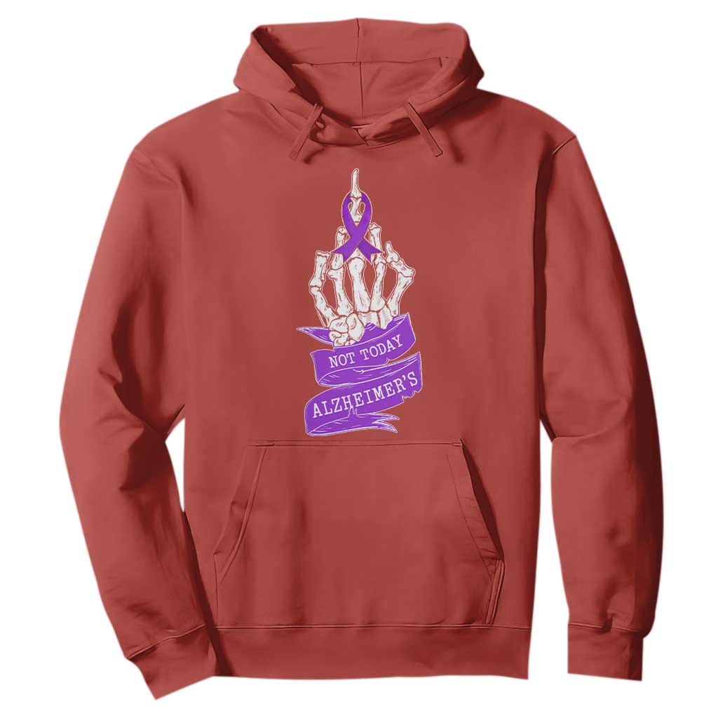 Not Today Alzheimers Hoodie Funny Skeleton Middle Finger Purple Ribbon