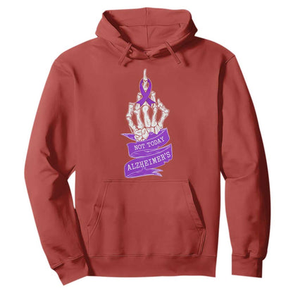 Not Today Alzheimers Hoodie Funny Skeleton Middle Finger Purple Ribbon