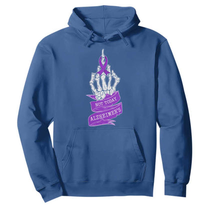 Not Today Alzheimers Hoodie Funny Skeleton Middle Finger Purple Ribbon