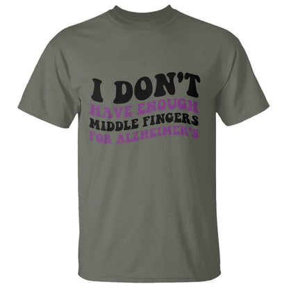 I Dont Have Enough Middle Fingers For Alzheimers T Shirt Groovy Purple Retro