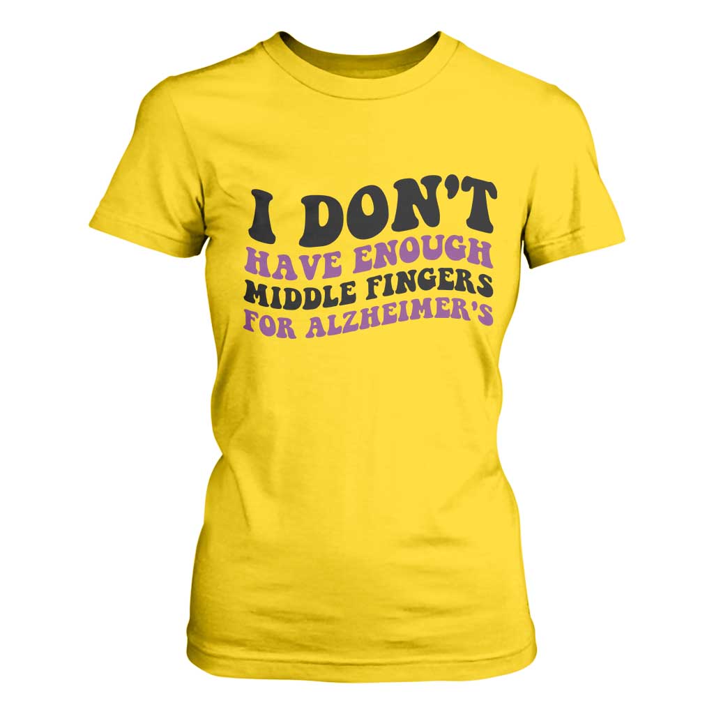I Dont Have Enough Middle Fingers For Alzheimers T Shirt For Women Groovy Purple Retro