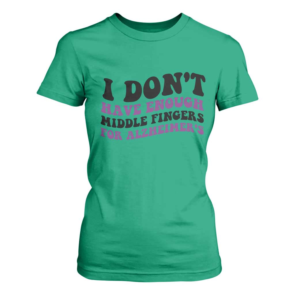 I Dont Have Enough Middle Fingers For Alzheimers T Shirt For Women Groovy Purple Retro