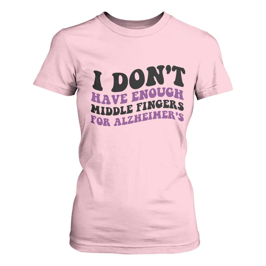 I Dont Have Enough Middle Fingers For Alzheimers T Shirt For Women Groovy Purple Retro