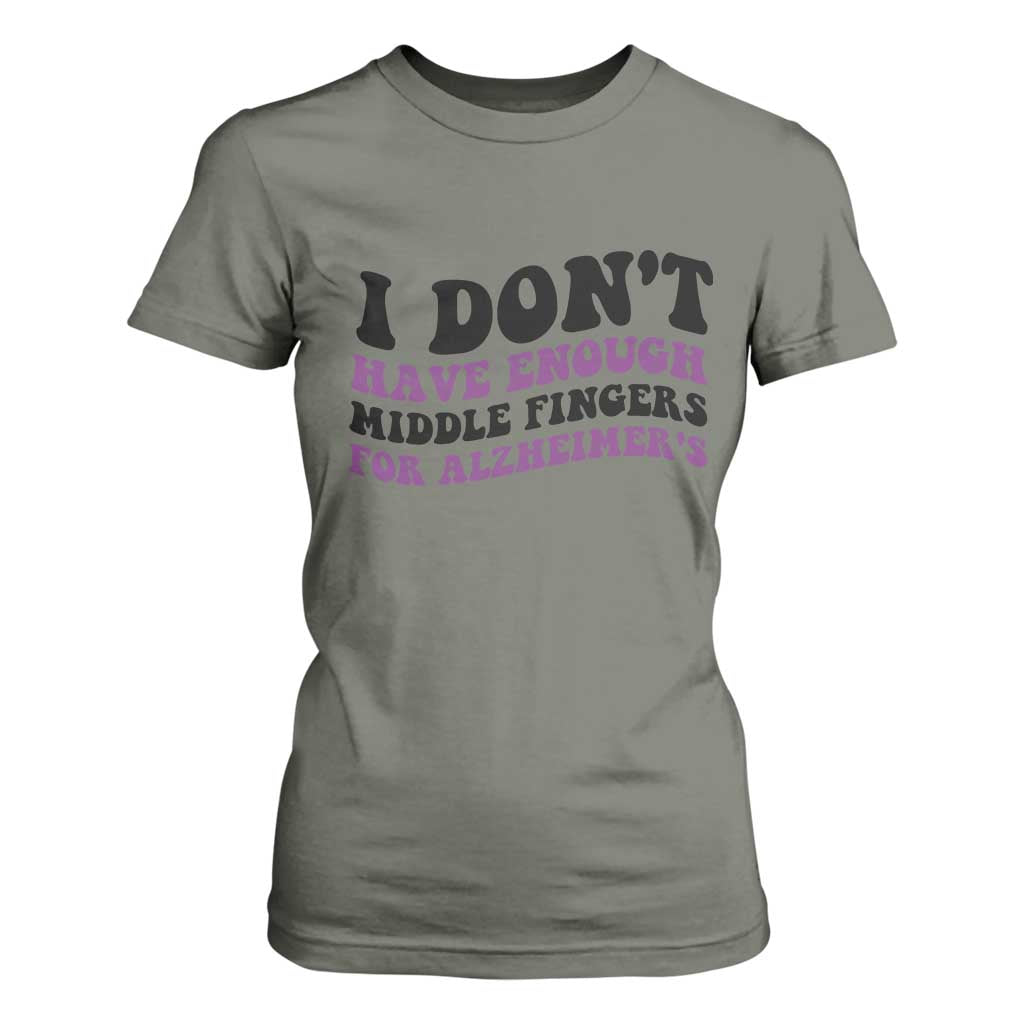 I Dont Have Enough Middle Fingers For Alzheimers T Shirt For Women Groovy Purple Retro