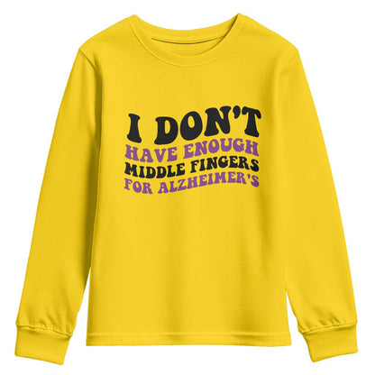 I Dont Have Enough Middle Fingers For Alzheimers Youth Sweatshirt Groovy Purple Retro