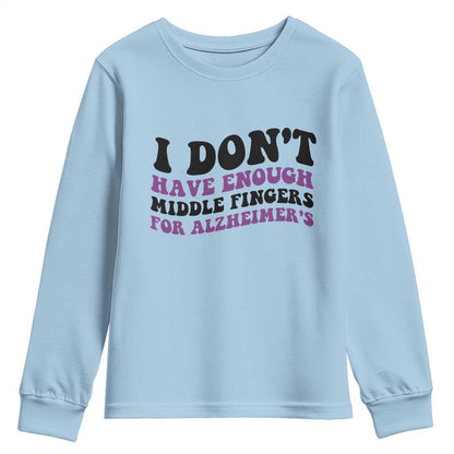 I Dont Have Enough Middle Fingers For Alzheimers Youth Sweatshirt Groovy Purple Retro