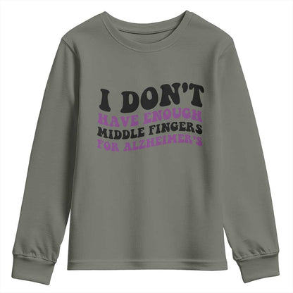 I Dont Have Enough Middle Fingers For Alzheimers Youth Sweatshirt Groovy Purple Retro