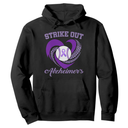 Strike Out Alzheimers Hoodie Purple Ribbon Baseball Hope Support
