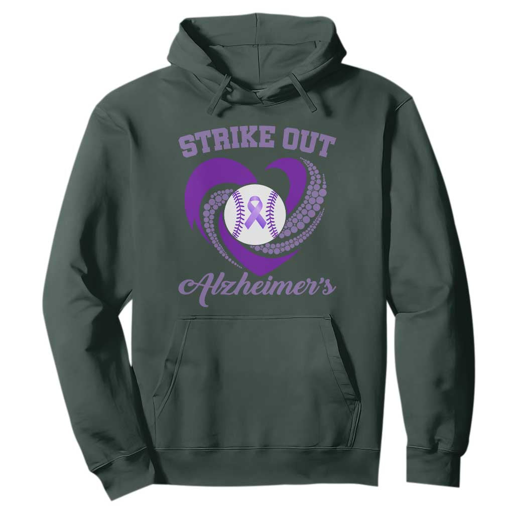 Strike Out Alzheimers Hoodie Purple Ribbon Baseball Hope Support