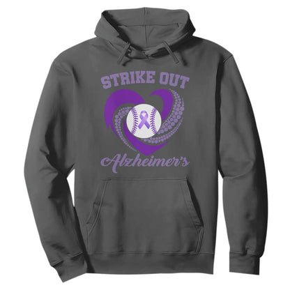 Strike Out Alzheimers Hoodie Purple Ribbon Baseball Hope Support