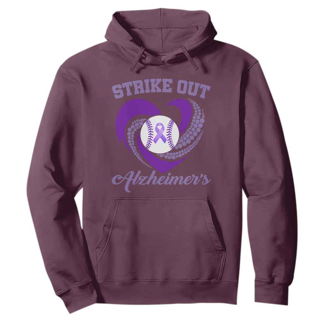 Strike Out Alzheimers Hoodie Purple Ribbon Baseball Hope Support