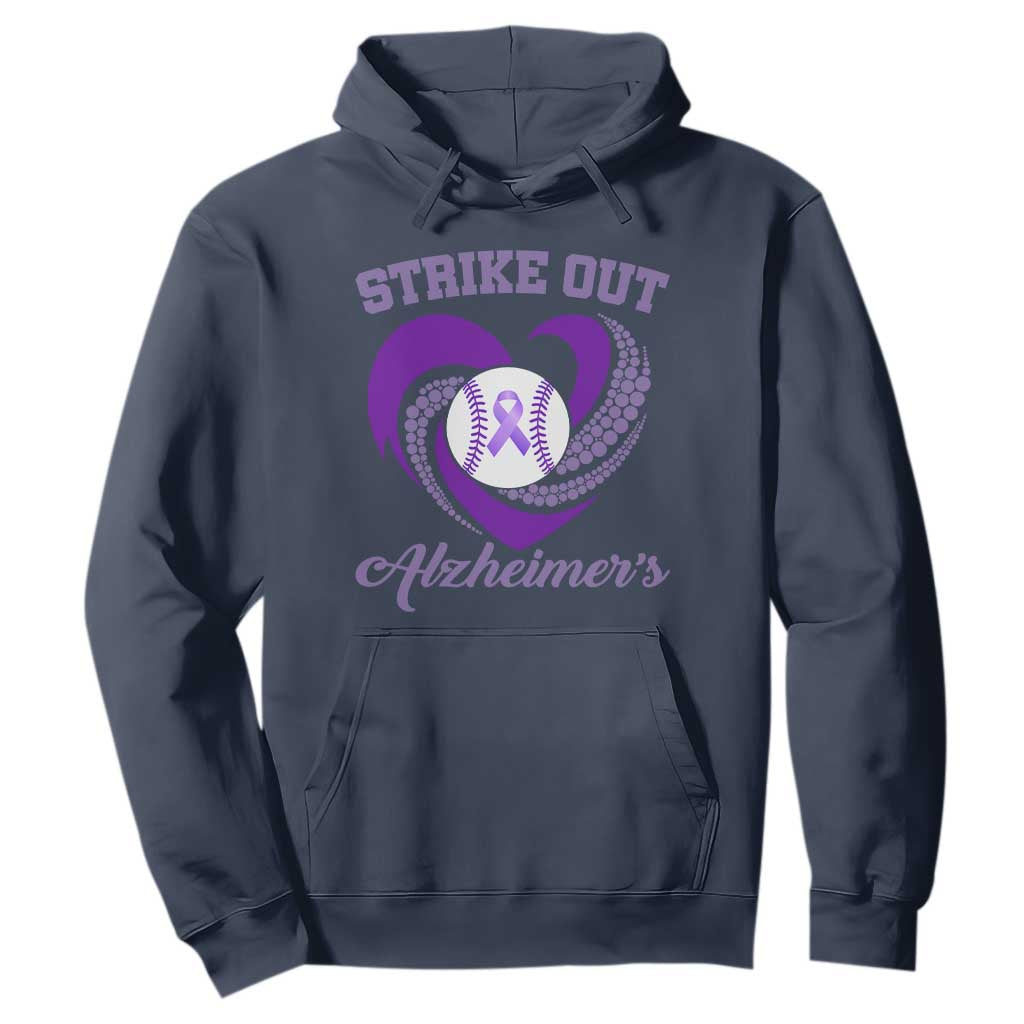 Strike Out Alzheimers Hoodie Purple Ribbon Baseball Hope Support