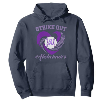 Strike Out Alzheimers Hoodie Purple Ribbon Baseball Hope Support