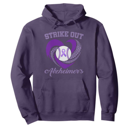 Strike Out Alzheimers Hoodie Purple Ribbon Baseball Hope Support