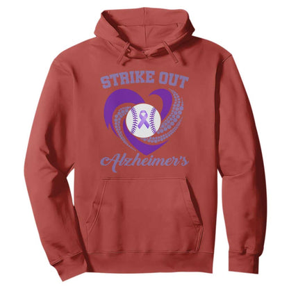 Strike Out Alzheimers Hoodie Purple Ribbon Baseball Hope Support