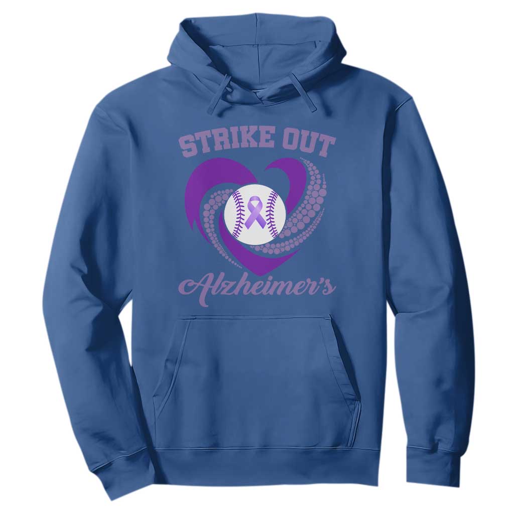 Strike Out Alzheimers Hoodie Purple Ribbon Baseball Hope Support