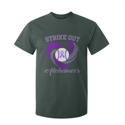 Strike Out Alzheimers T Shirt For Kid Purple Ribbon Baseball Hope Support