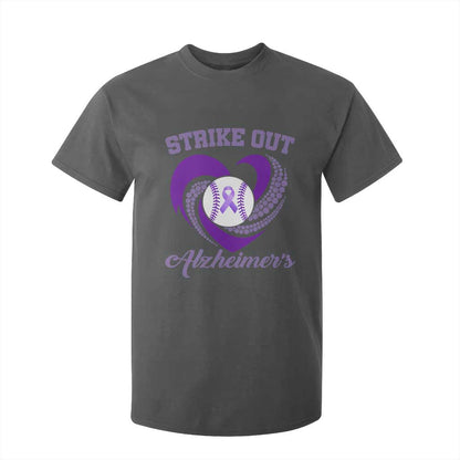 Strike Out Alzheimers T Shirt For Kid Purple Ribbon Baseball Hope Support