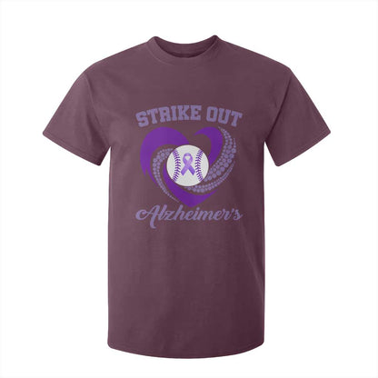 Strike Out Alzheimers T Shirt For Kid Purple Ribbon Baseball Hope Support