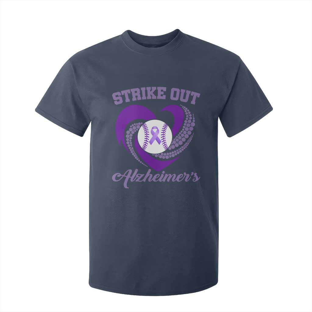 Strike Out Alzheimers T Shirt For Kid Purple Ribbon Baseball Hope Support