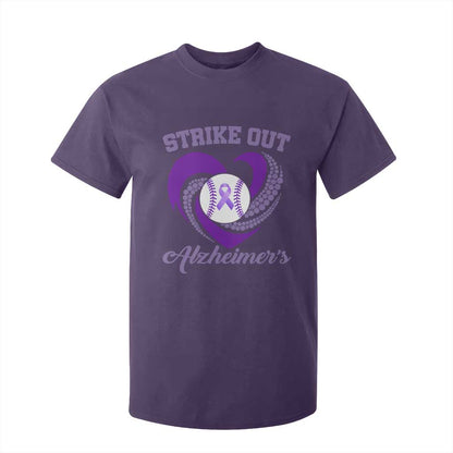 Strike Out Alzheimers T Shirt For Kid Purple Ribbon Baseball Hope Support