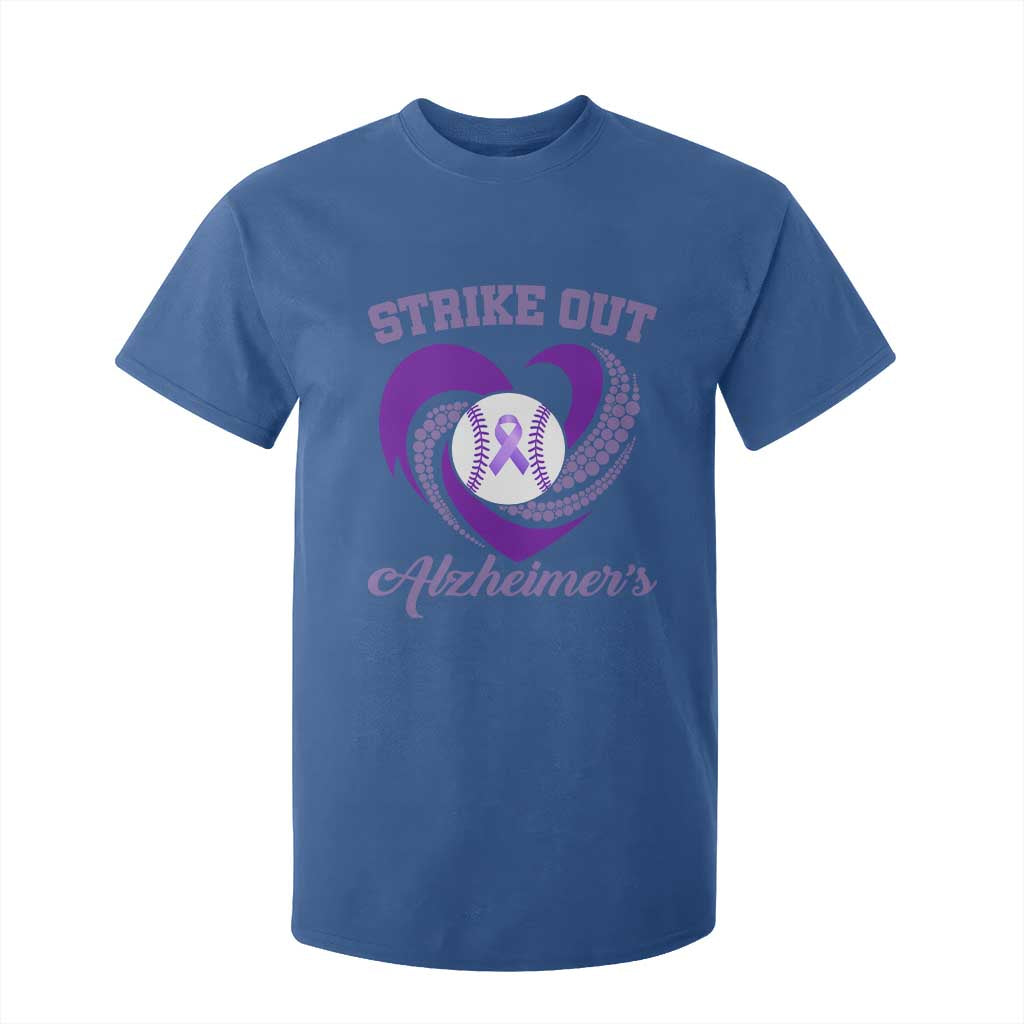Strike Out Alzheimers T Shirt For Kid Purple Ribbon Baseball Hope Support