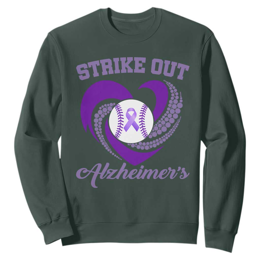 Strike Out Alzheimers Sweatshirt Purple Ribbon Baseball Hope Support