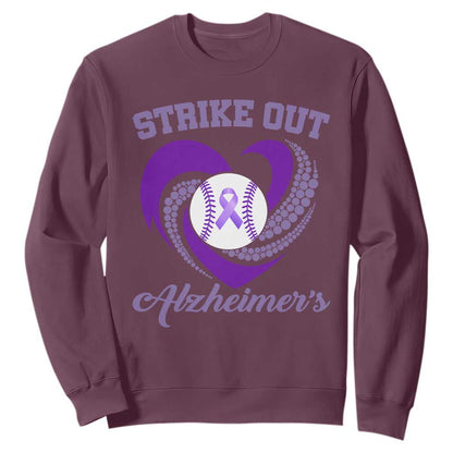 Strike Out Alzheimers Sweatshirt Purple Ribbon Baseball Hope Support