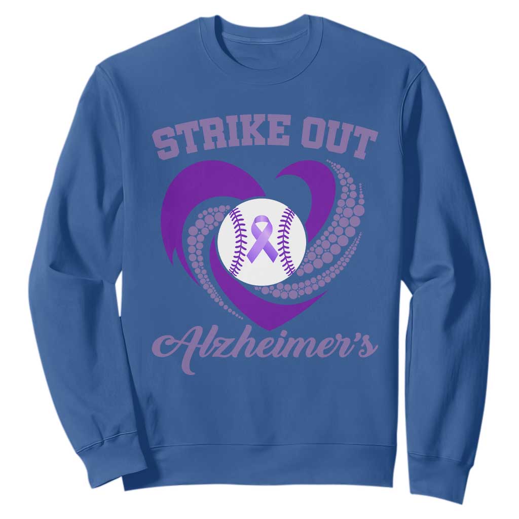 Strike Out Alzheimers Sweatshirt Purple Ribbon Baseball Hope Support