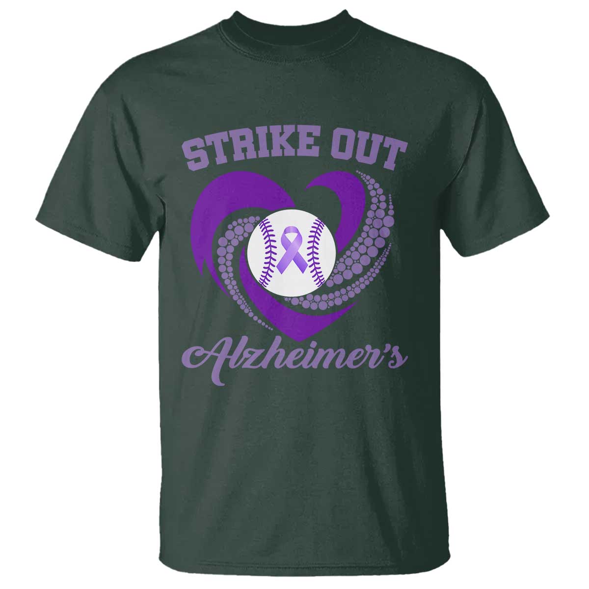 Strike Out Alzheimers T Shirt Purple Ribbon Baseball Hope Support