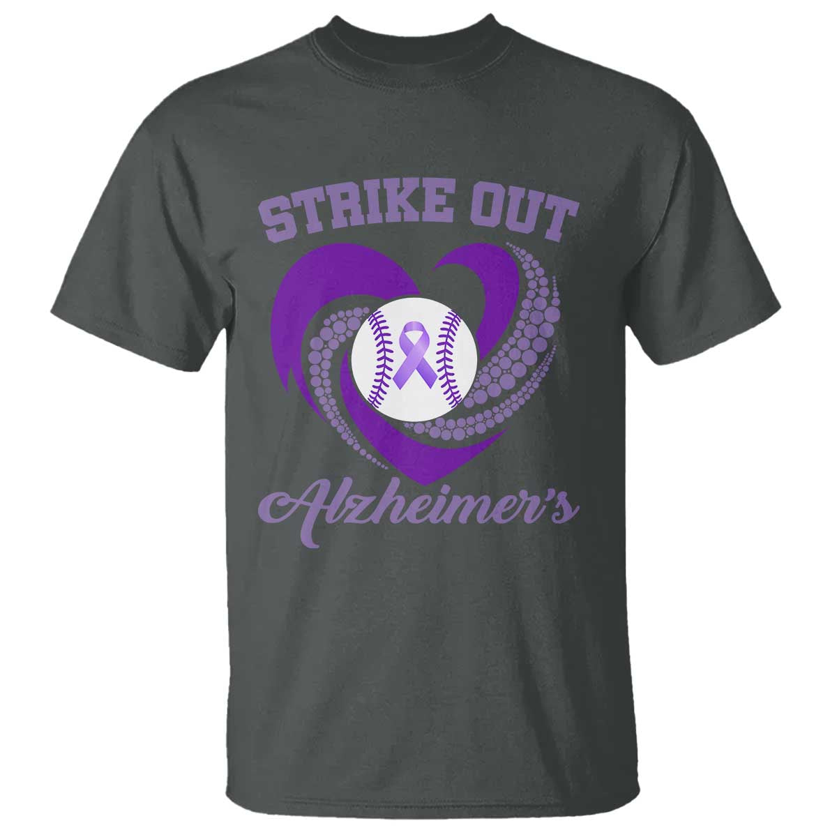 Strike Out Alzheimers T Shirt Purple Ribbon Baseball Hope Support