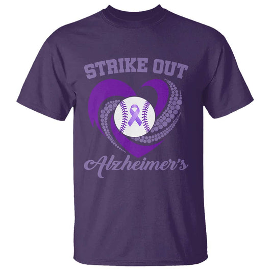 Strike Out Alzheimers T Shirt Purple Ribbon Baseball Hope Support
