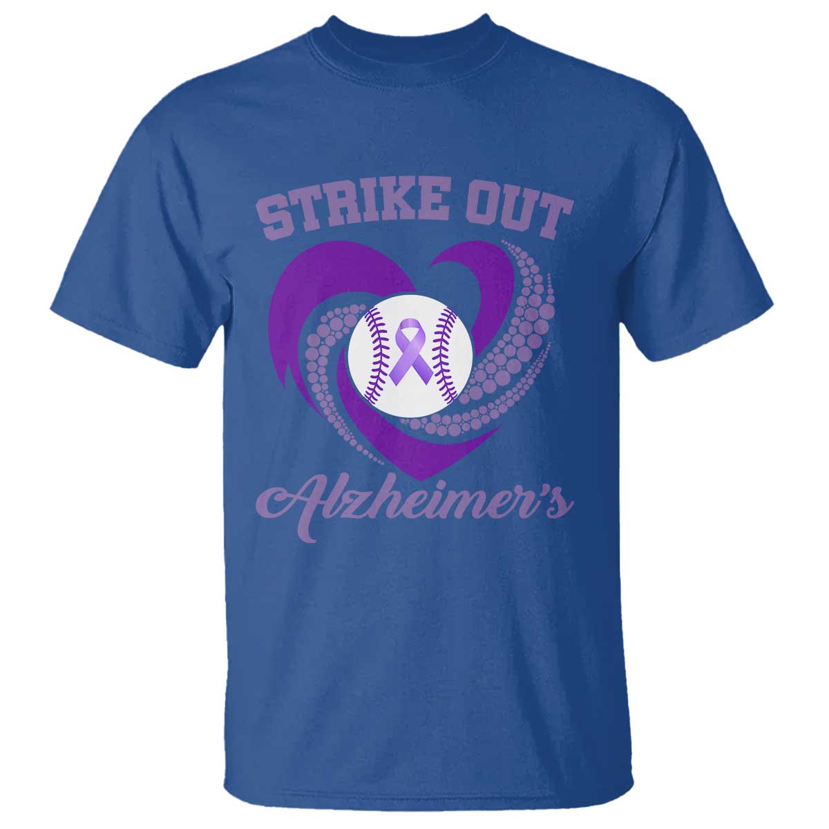 Strike Out Alzheimers T Shirt Purple Ribbon Baseball Hope Support