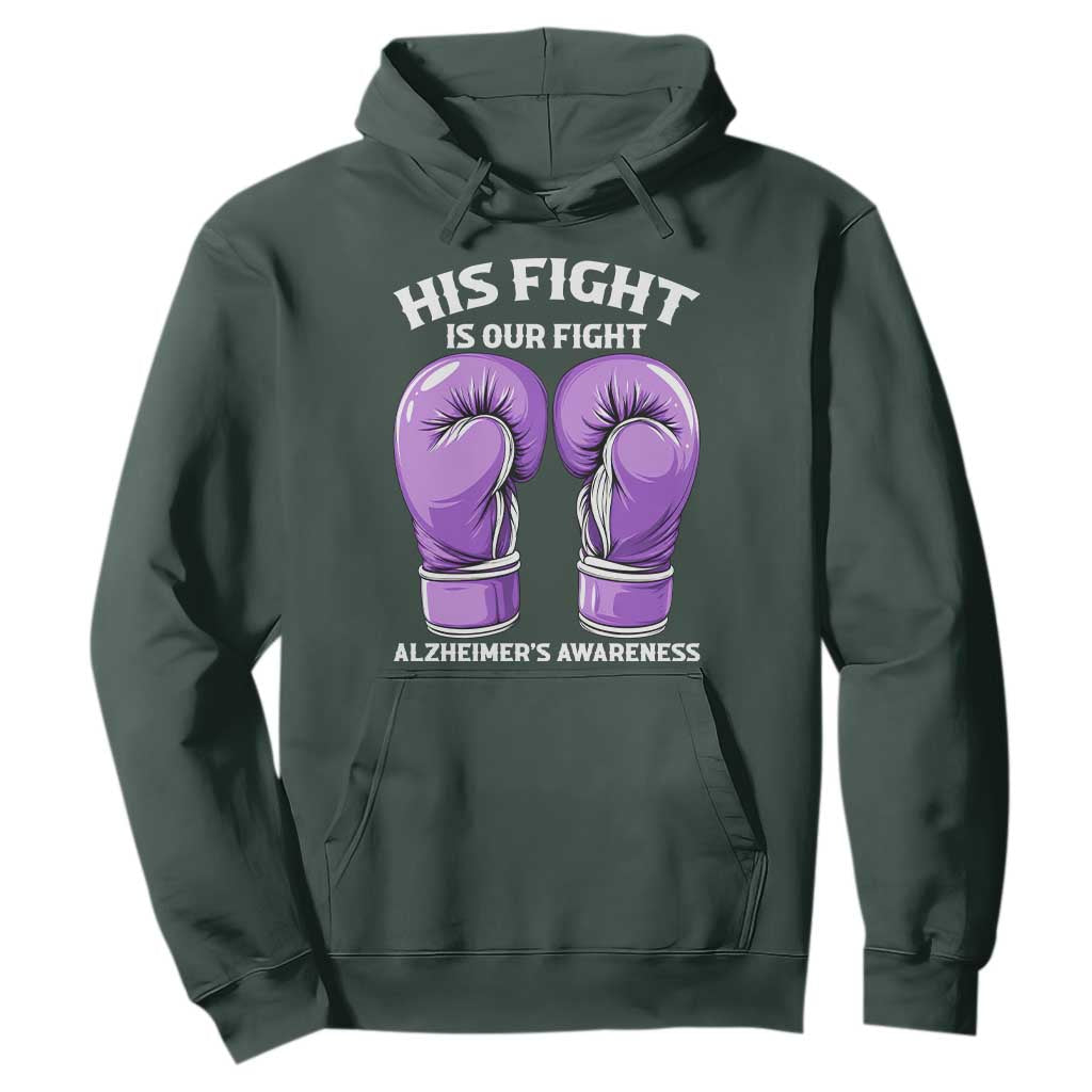 Purple Boxing Gloves Alzheimers Support Hoodie His Fight Our Fight
