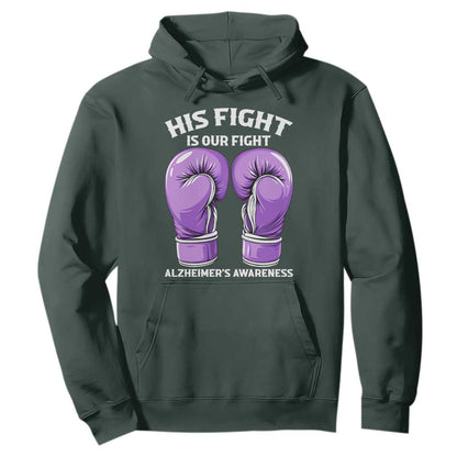 Purple Boxing Gloves Alzheimers Support Hoodie His Fight Our Fight