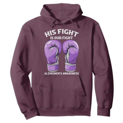 Purple Boxing Gloves Alzheimers Support Hoodie His Fight Our Fight
