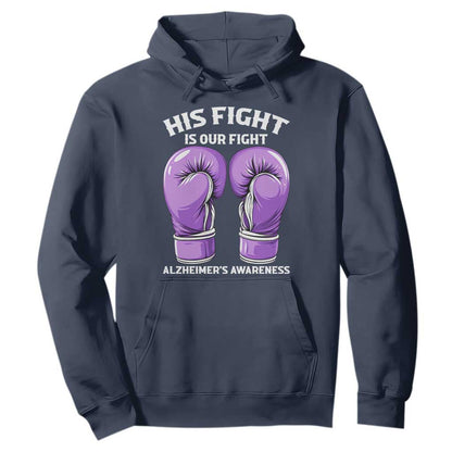 Purple Boxing Gloves Alzheimers Support Hoodie His Fight Our Fight