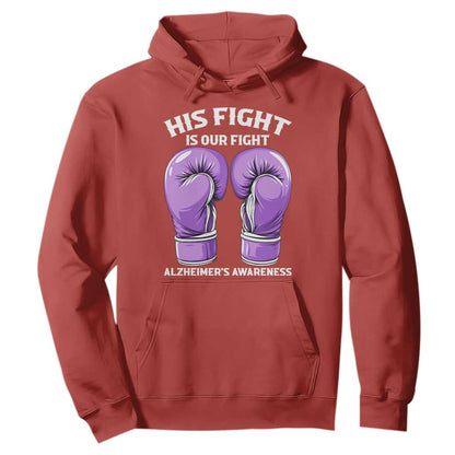 Purple Boxing Gloves Alzheimers Support Hoodie His Fight Our Fight