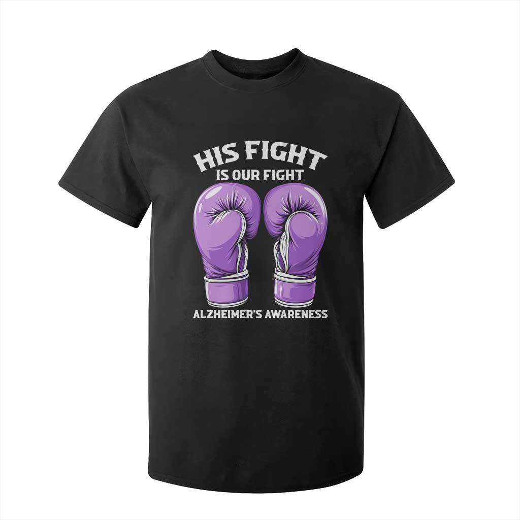 Purple Boxing Gloves Alzheimers Support T Shirt For Kid His Fight Our Fight