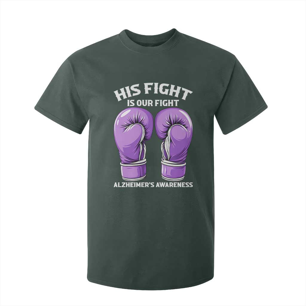 Purple Boxing Gloves Alzheimers Support T Shirt For Kid His Fight Our Fight