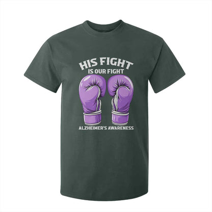Purple Boxing Gloves Alzheimers Support T Shirt For Kid His Fight Our Fight