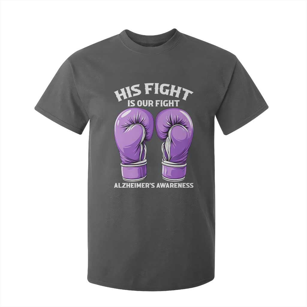 Purple Boxing Gloves Alzheimers Support T Shirt For Kid His Fight Our Fight